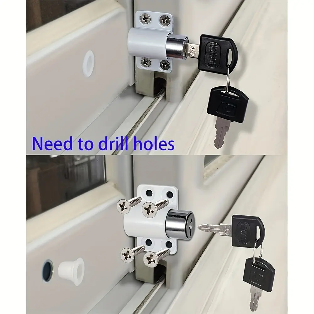 2-Piece Keyed Sliding Window Security Lock Set, Universal Push-Pull Door Lock Kit, Durable Aluminum Alloy, Ideal for Patio Safety