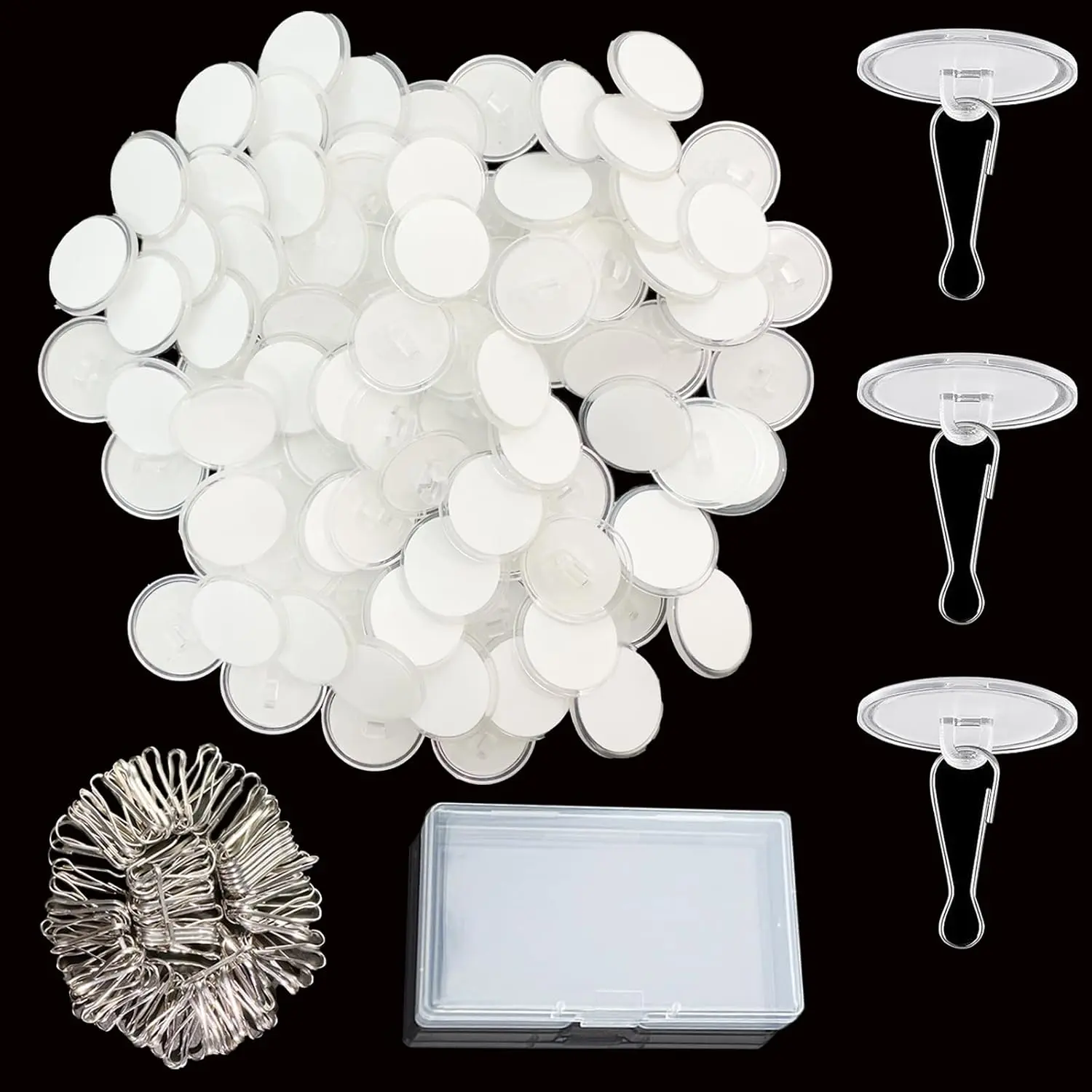 90 Pack Self Adhesive Ceiling Hooks for  - Small Sticky -Free No-Drill Ceiling Discs with Metal Hook, Removable Transparent Wall Hook for Festival Wedding Party Décor