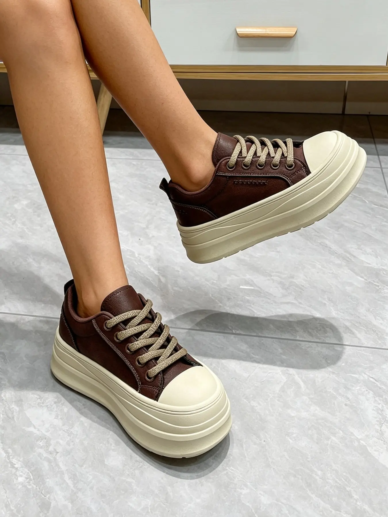 New Thick Sole Platform Canvas Shoes for Women, Height-Boosting Casual Sneakers, Fashionable All-Season Footwear, Plain PU Upper, Rubber Sole, Trainer, Walking Shoes, Thick Soled Shoes