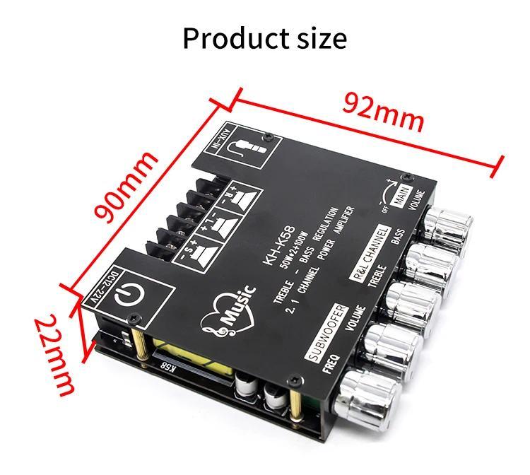 bass control2.1 Channel Bluetooth 5.0 Subwoofer 200W Amplifier Board 50WX2+100W Power Audio Stereo Amplifier Board Bass AMP AUX