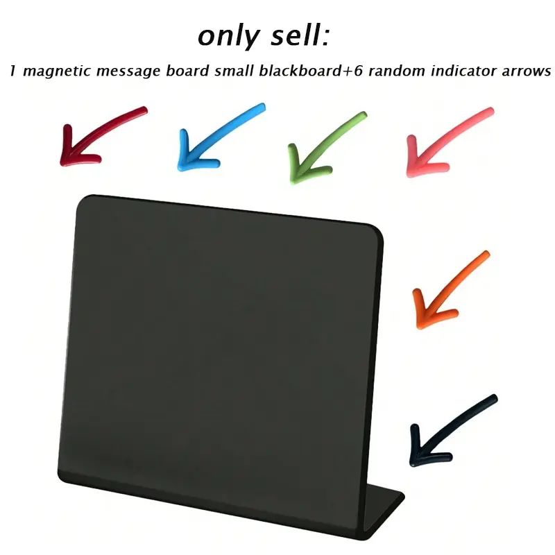 1 set, 1 reversed desktop magnetic message board small blackboard+6 indicator arrows. Ins style household vertical erasable notepad and office reminder board.