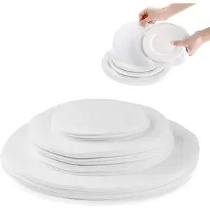 White Thick Felt Plate Dividers Set of 48 Round Reusable Washable Dinnerware/Tableware Separators - 3 Sizes for Stacking China Dishes, Saucers, China Storage Protection