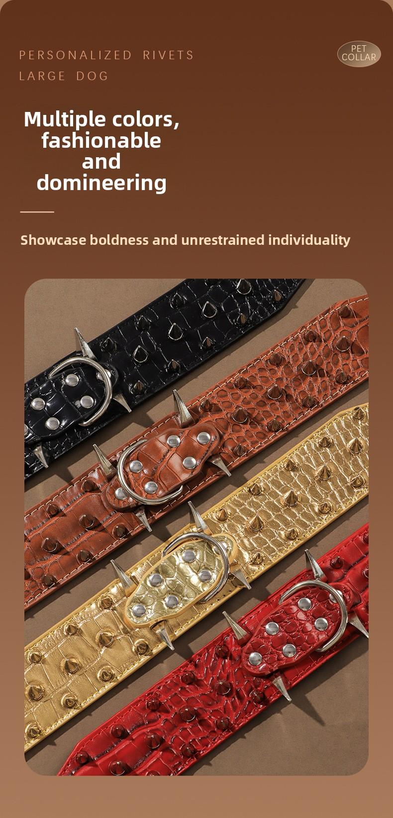 Wide Studded Dog Collar – Anti-Bite, Street Style, Heavy Duty & Tug Resistant