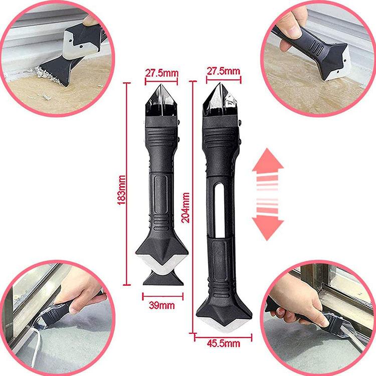 3-in-1 Silicone Caulk Remover Tool, Stainless Steel Head Glass Glue Scraper & Sealant Finisher, Caulk Removal Tool for Kitchen Bathroom Window Frame, DIY Home Repair 3-in-1 Silicone Caulk Remover Tool, Stainless Steel Head Glass Glue Scraper & Sealant Finisher, Caulk Removal Tool for Kitchen Bathroom Window Frame, DIY Home Repair