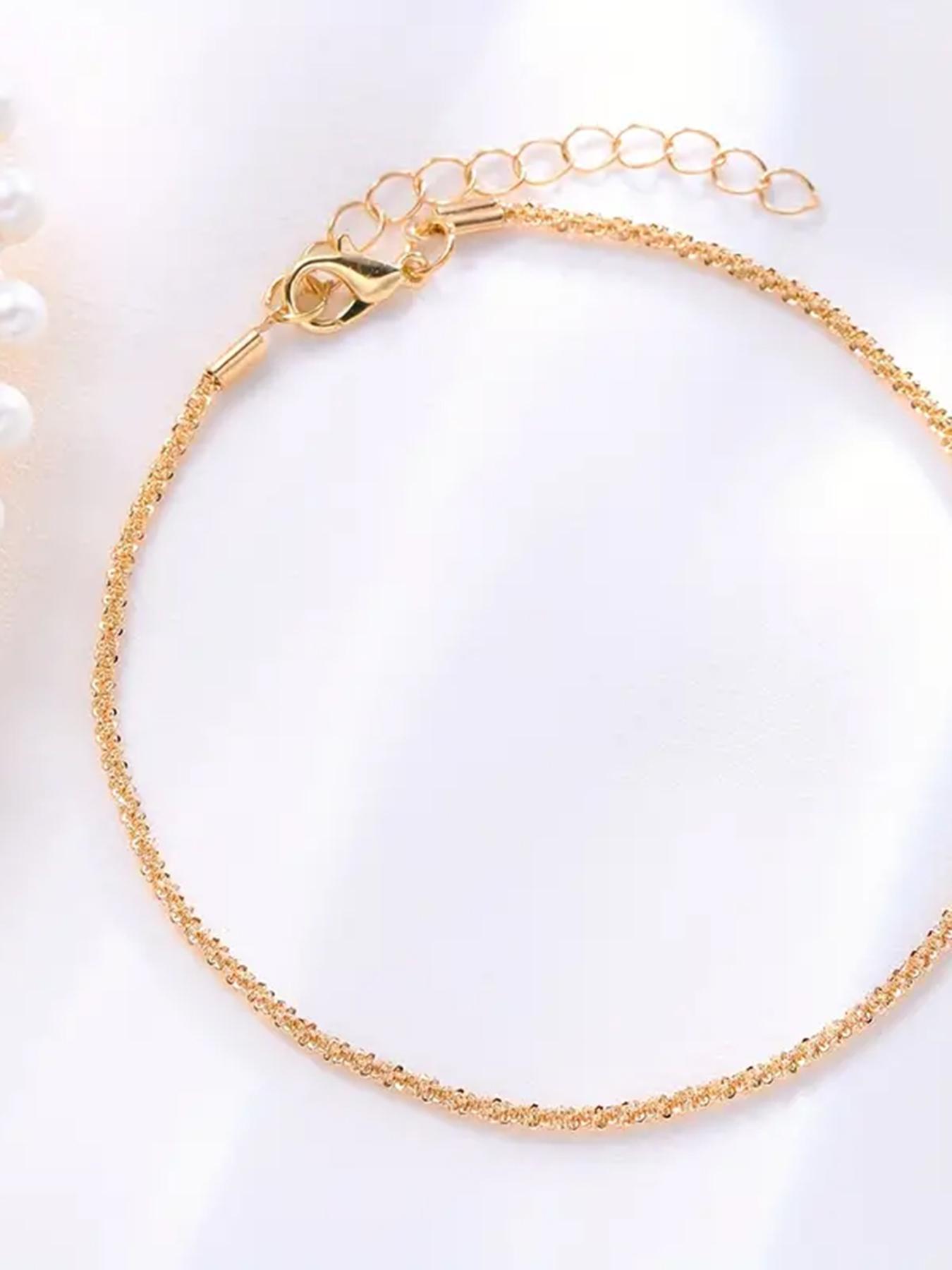 Summer Fashion Glitter Adjustable Anklet, Boho Anklet, Gifts for Her, Anklet for Women & Girls, Shining Jewelry Accessory for Beach Vacation, Daily Clothing Decor, Decoration