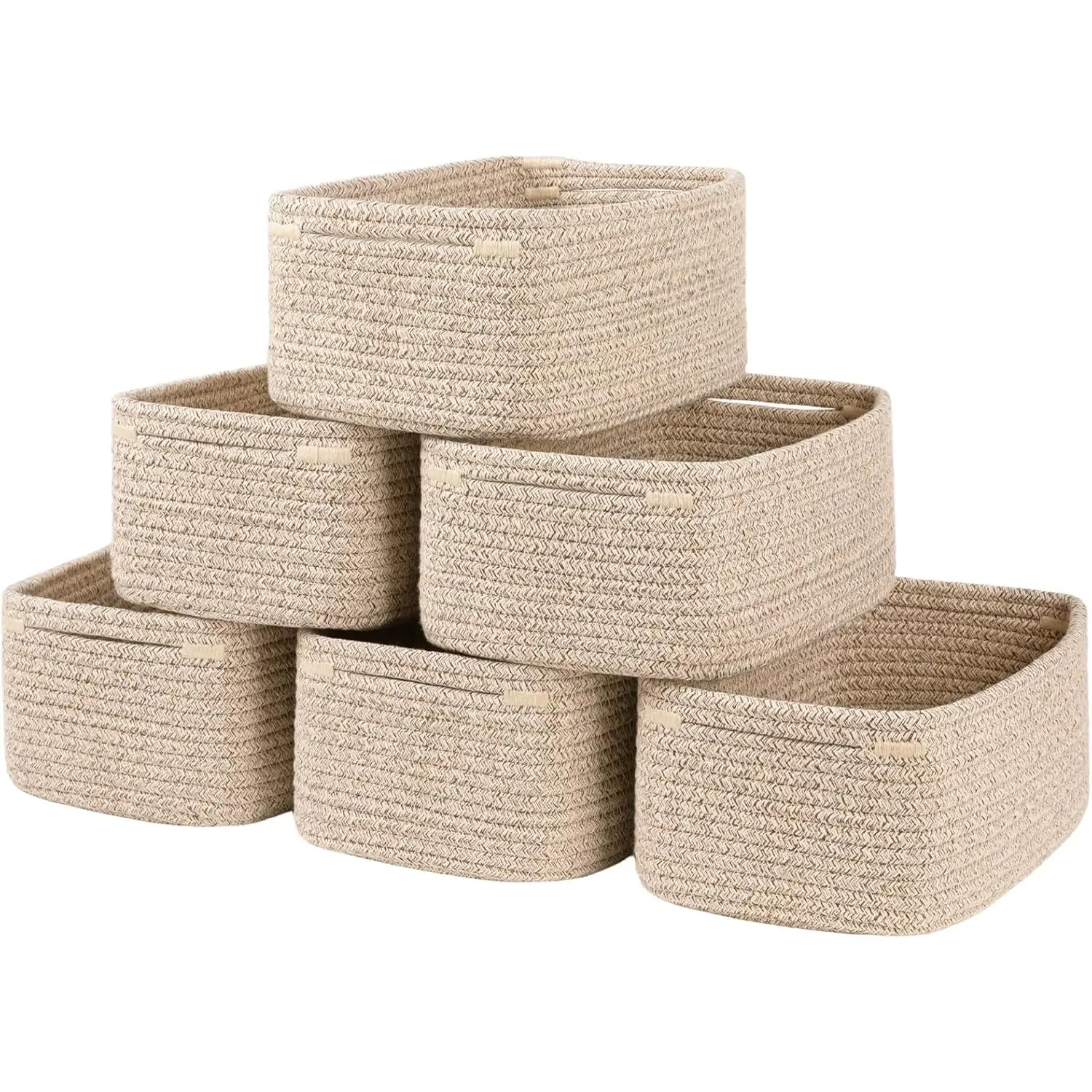 6 Pack Storage Baskets for Shelves, Small Baskets for Shelves, Cute Decorative Storage Bins, Organizer Basket for Gifts Empty, 11.8''Lx7.8''Wx4.7''H-Brown