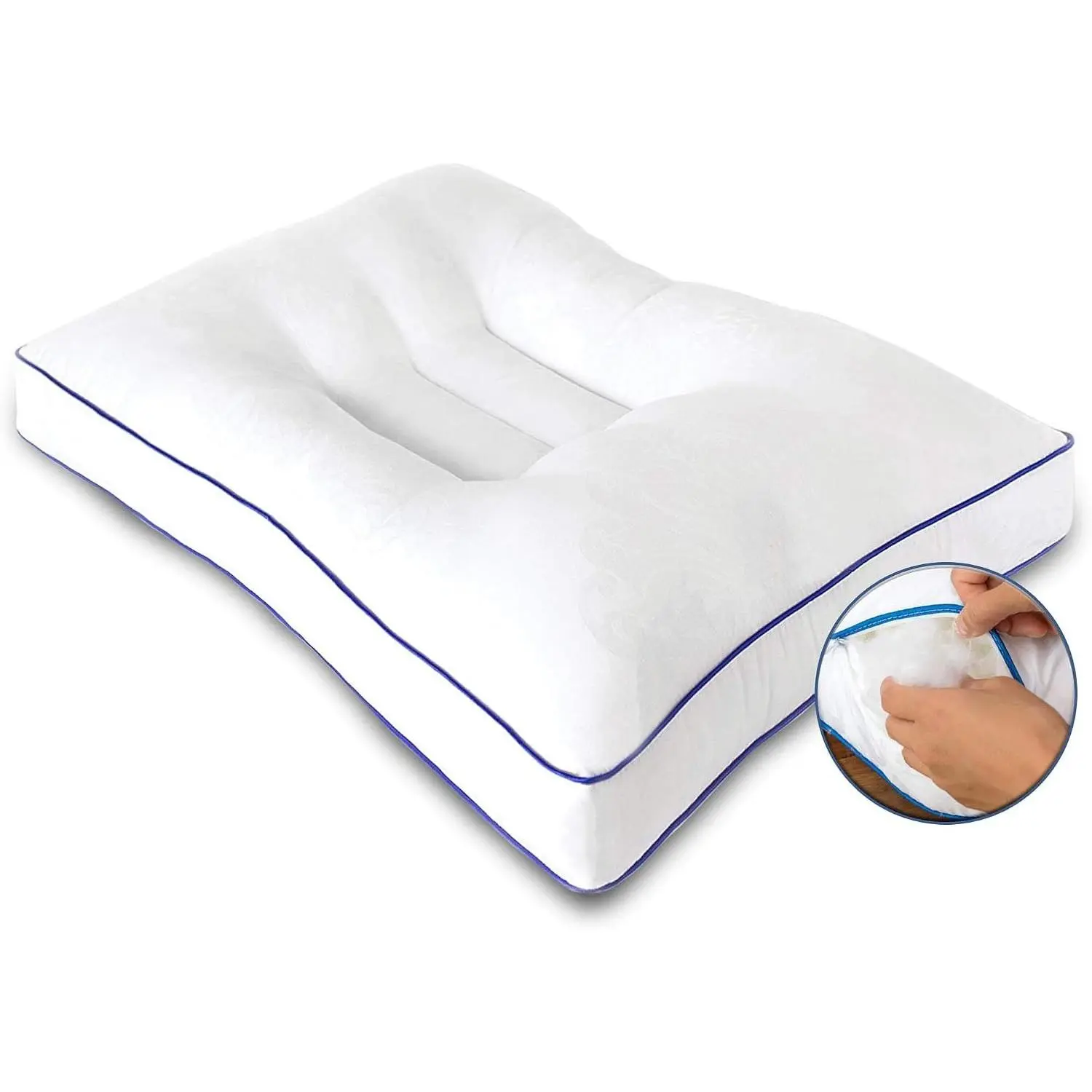 Adjustable Cervical Pillow, Better Than Memory Foam Pillow for Neck Pain, Contour Orthopedic Pillow for Sleeping, Ergonomic Pillow for Side, Back and Stomach Sleepers, Standard Medium