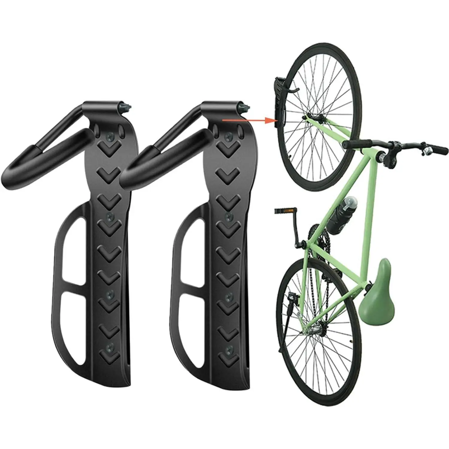 Bike Storage Rack for Garage, Wall Mount Bicycles Hanger, 2-Pack Bike Storage System Vertical Bike Hooks