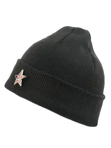 Soviet Emblem Knit Hat for Couples, Candy-Colored Five-Pointed Star Beanie, Autumn and Winter Trendy Versatile Hip-Hop Hat
