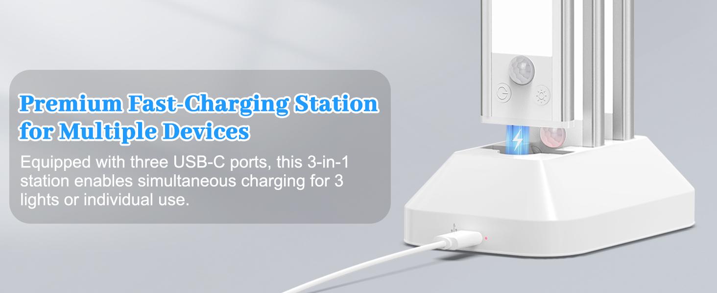 3/6Pcs Under Cabinet Lighting with Charging Station, Rechargeable Motion Sensor Light Indoor, Dimmable Closet Lights with 3 Color Tempers, Magnetic Under Cabinet Lights for Kitchen Wireless