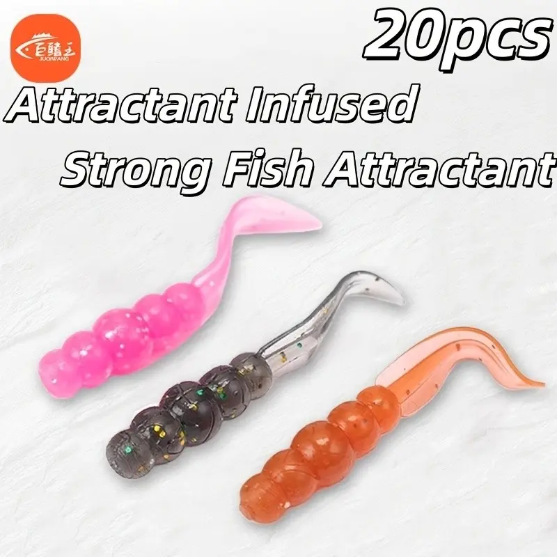 20 Pieces Giant Fin King Fishing Lures, Floating Soft Bait, Freshwater and Saltwater Universal, Essential Fishing Lure for Roadside Fishing