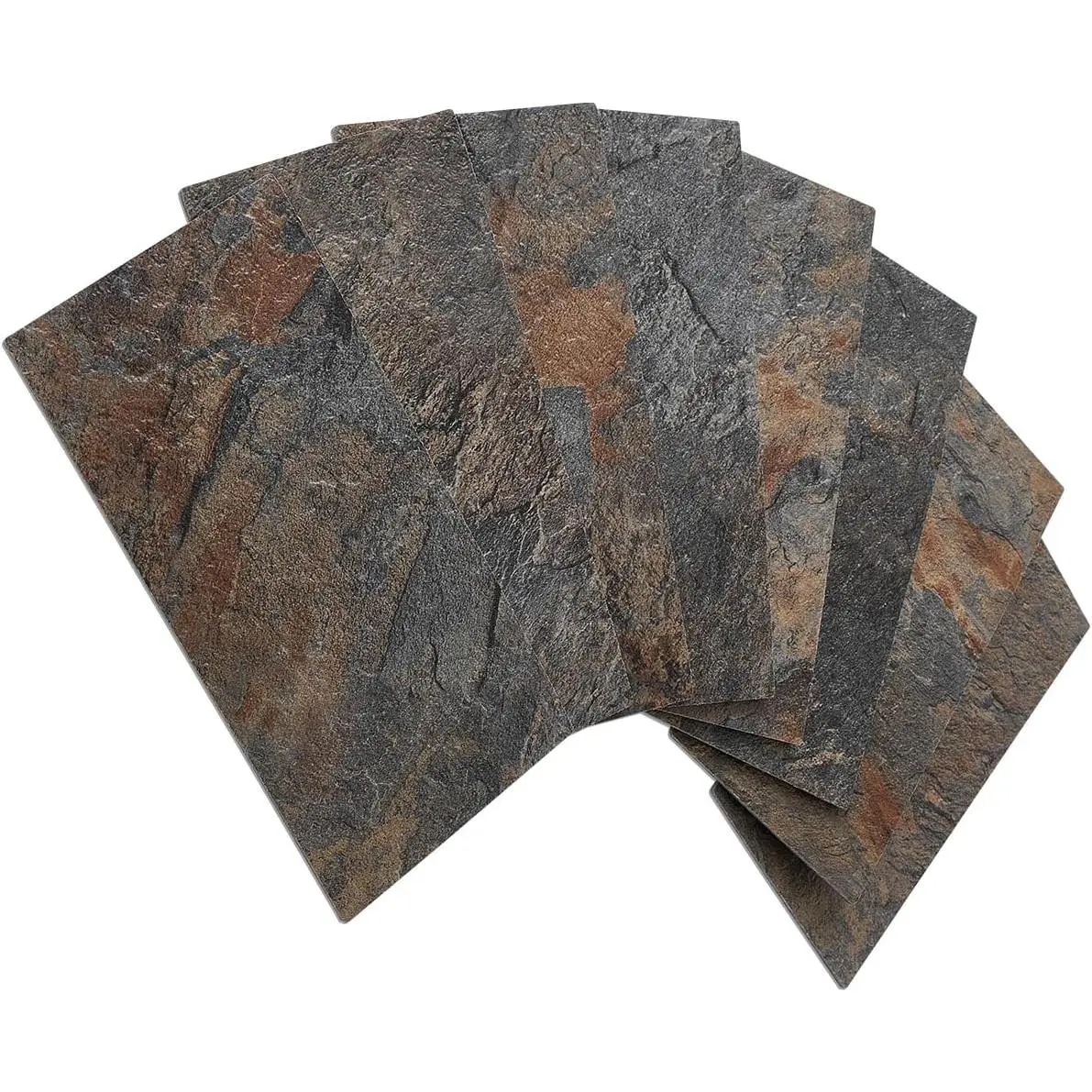 200 Pieces Rust Slate Peel and Stick Backsplash Wall Tiles, 3" x 6" PVC Faux Stone Stick on Tiles for Backsplash Kitchen, Bathroom, Laundry Room, Camper, Fireplace