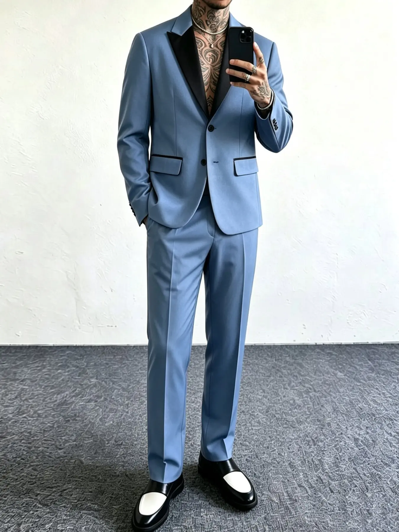 Unique Morandi Color Clash Blazer Set, Breaks Convention, High-End Men's Suit Two-Piece Set, Stylish and Modern Design