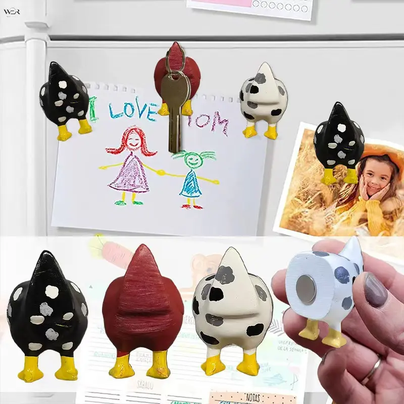 Funny Chicken Butt Fridge Magnets, Cute Back View Hen Resin Refrigerator Stickers, Novelty Animal Photo Note Holder, Creative Home Kitchen Cabinet Decor Ornaments, 3 Styles for Selection