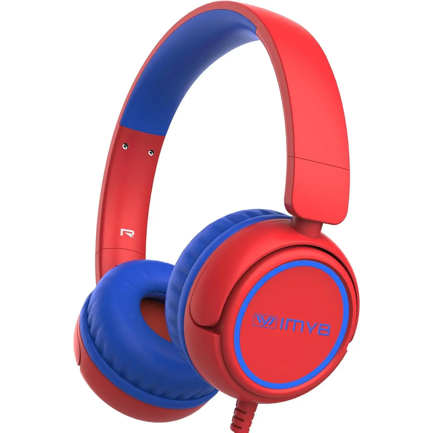 Kids Headphones Wired, Stereo Foldable Tangle-Free 3.5mm Jack Adjustable On-Ear Headphones for Kids/Toddlers/Children/Teens/Boys/Girls/School/Ipad/Tablet/Kindle/Phones/Travel/Plane (Red)