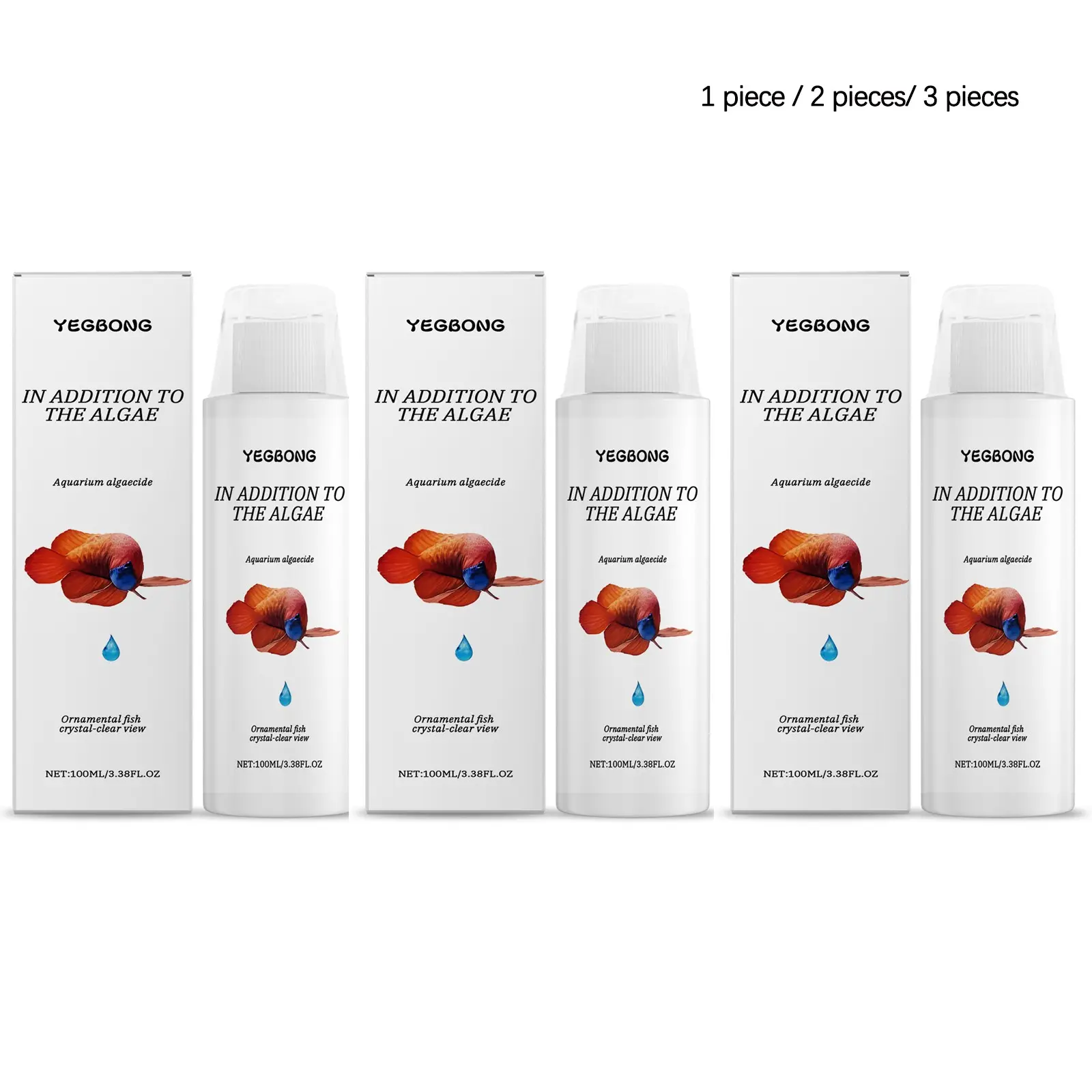 Aquarium Algae Remover (100ML/100ML*2/100ML*3), Fish Tank Water Cleaner, Removes Dirt and Algae, Improves Turbid Water, Long-Lasting Clarity