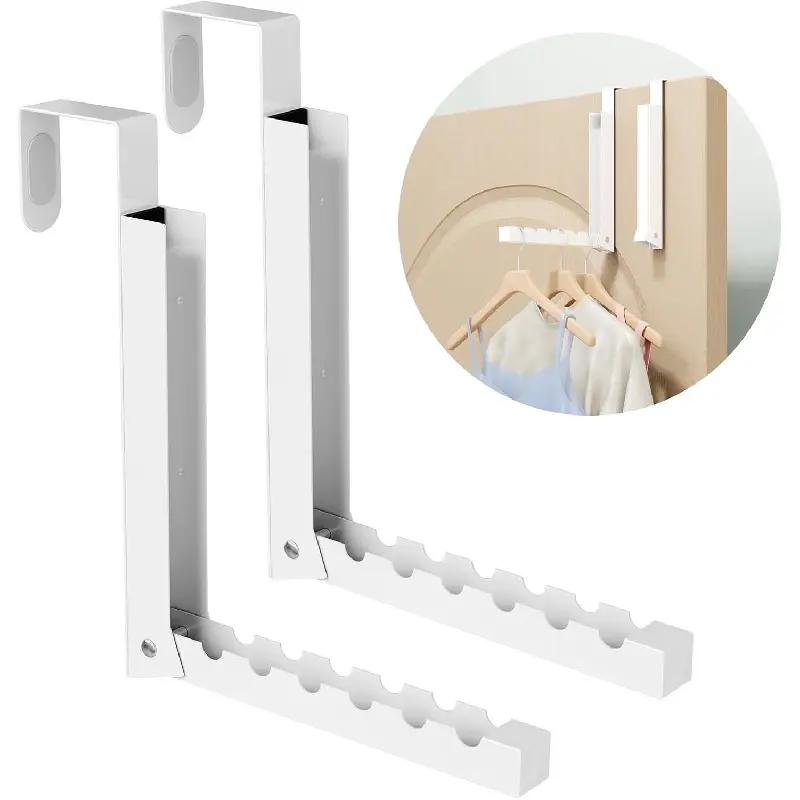 2-Pack Over The Door Metal Foldable Z-Shape Clothes Drying Rack Organiser, Compact Hanging Coat Hanger Hook for Indoor Laundry Room Small Space, Portable Clothes Dryers for Daily Use : Home Supplies