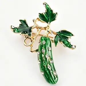 Creative Plant Brooch Cucumber Design Enamel