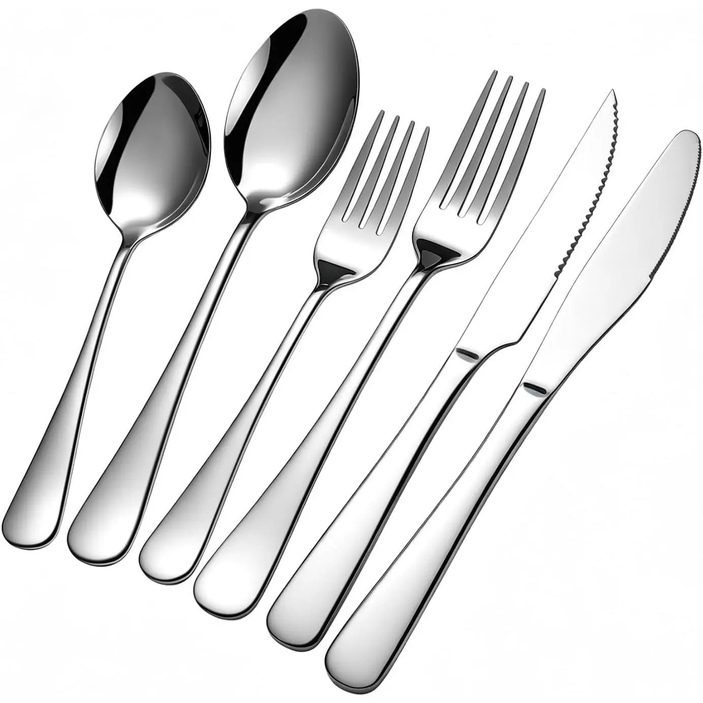 GPY 24-Piece Cutlery & Tableware Set with Steak Knives - 18/0 Nickel-Free Stainless Steel Flatware, Heavy-Duty Mirror-Polished Eating Utensils, Dishwasher-Safe for Home Kitchen & Restaurant (Service for 4)