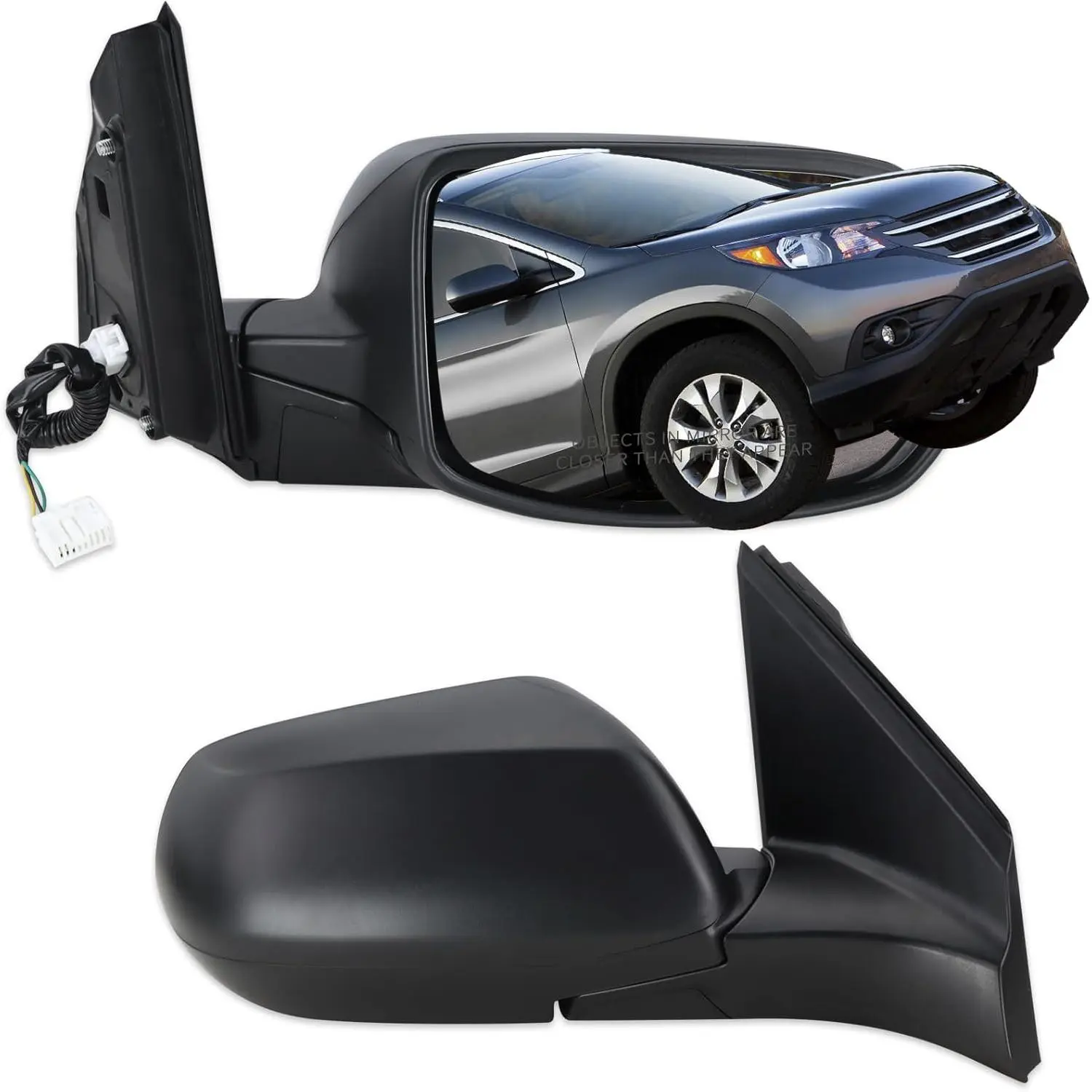 Right Passenger Side Door Mirror Compatible With 2012 2013 2014 2015 2016 Honda CRV CR-V With Manual Folding Power Glass Black Replace#76208-T0A-A11(3Pins)