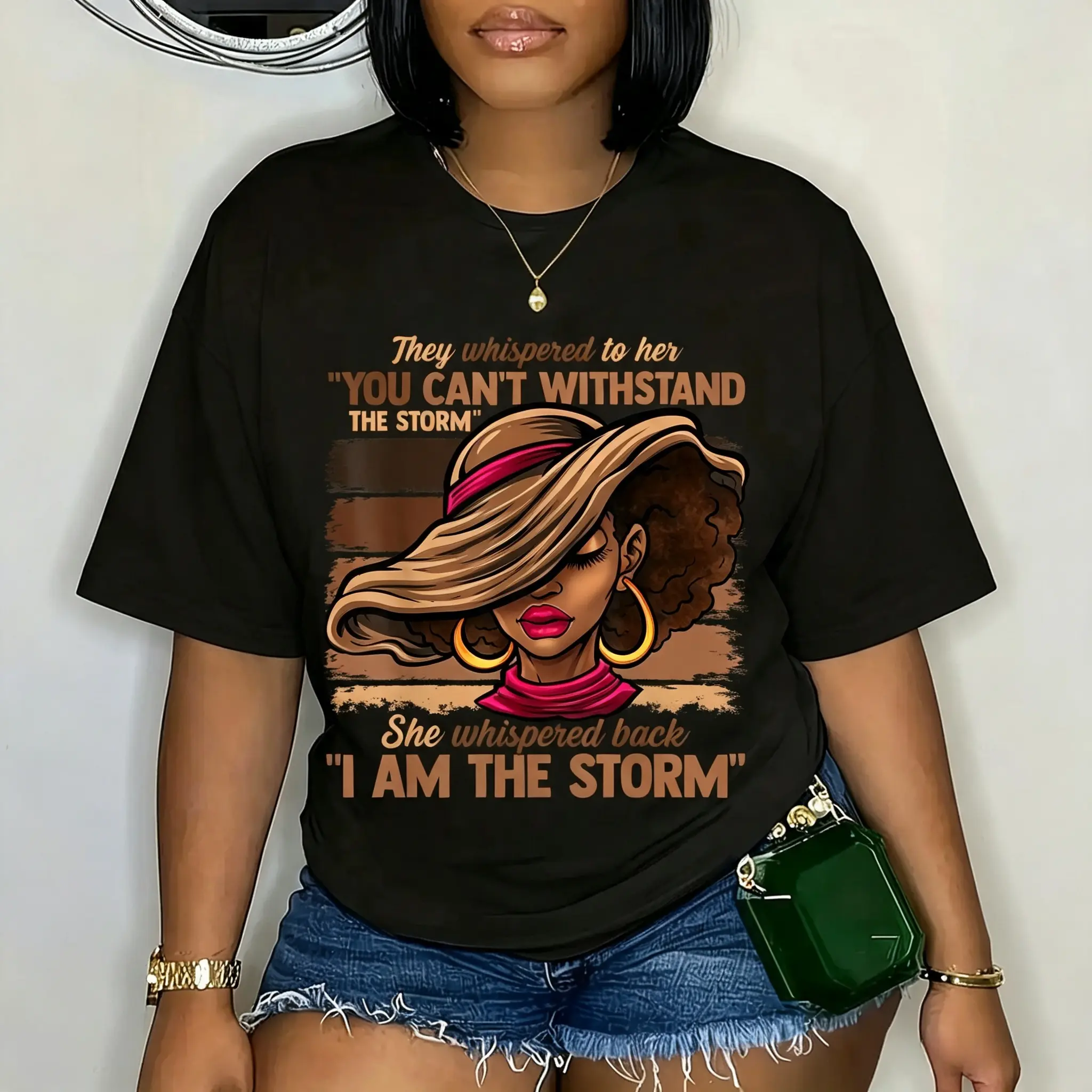 Women's Melanin Colors Graphic Knitted Sports Top - I Am The Storm Black Empowerment Garment for Halloween, Party, Casual