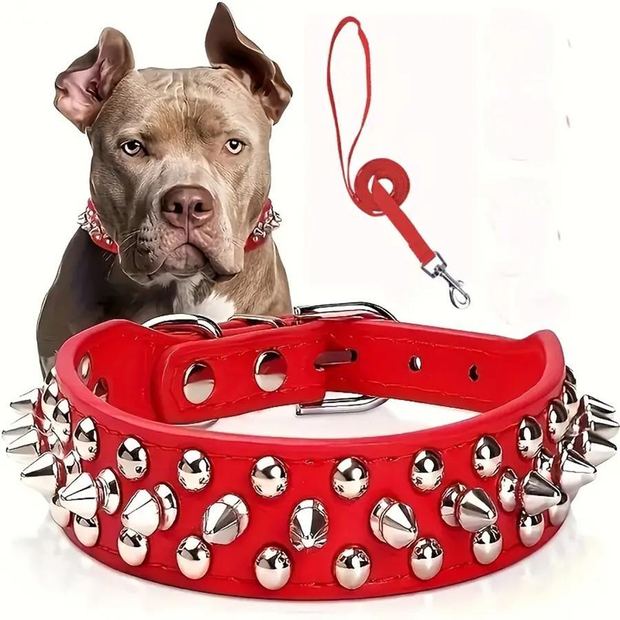 Rivet Dog Collar & Swivel Leash Set, Adjustable Pet Studs Collar, Durable Dog Walking Equipment, Fashionable Pet Walking Essentials, Dog Accessories Tools, Easter Gifts