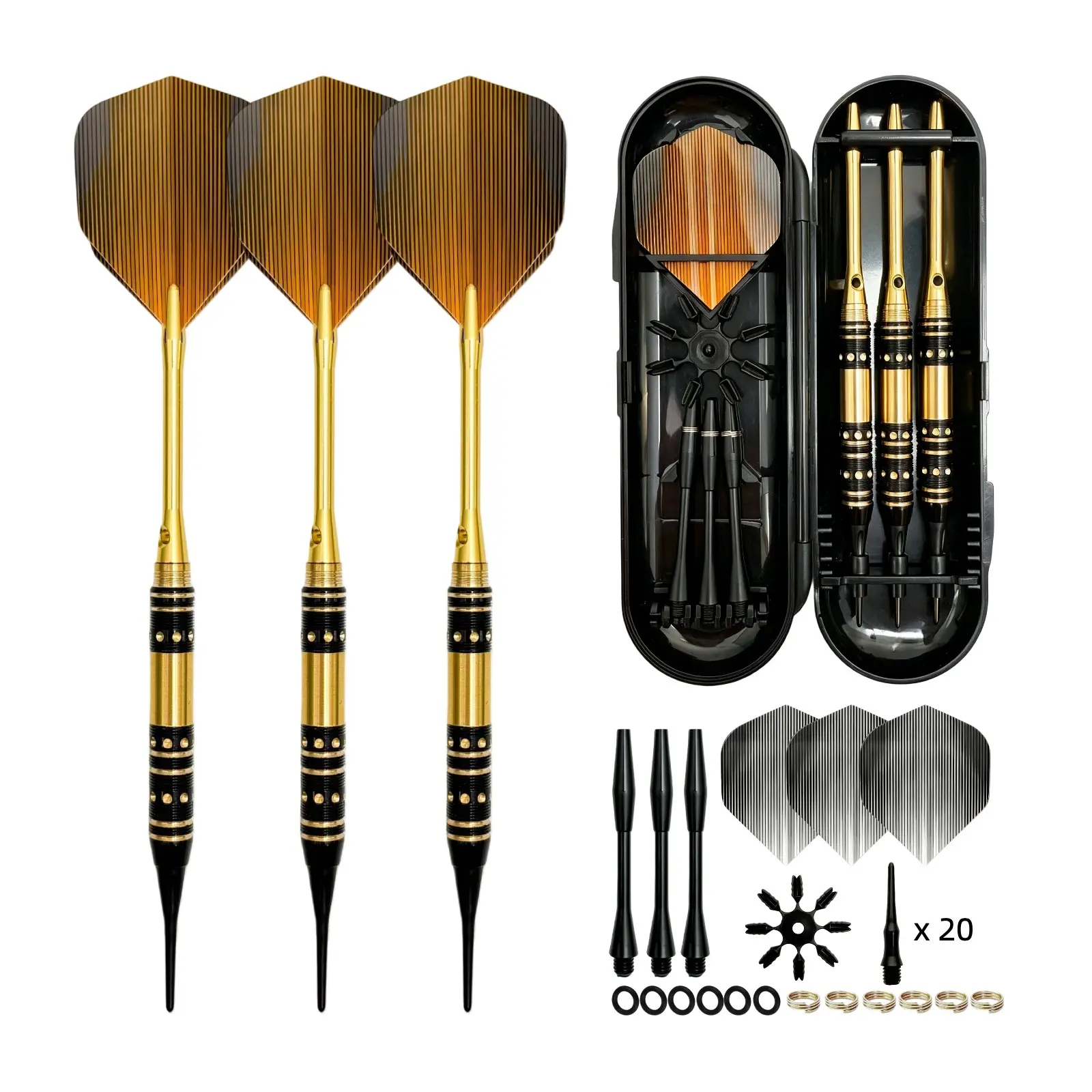 Professional 20g Brass Soft Tip Darts Set, Pack of Three, High-Quality Darts for Adults and Beginners, Ideal for Training and Parties