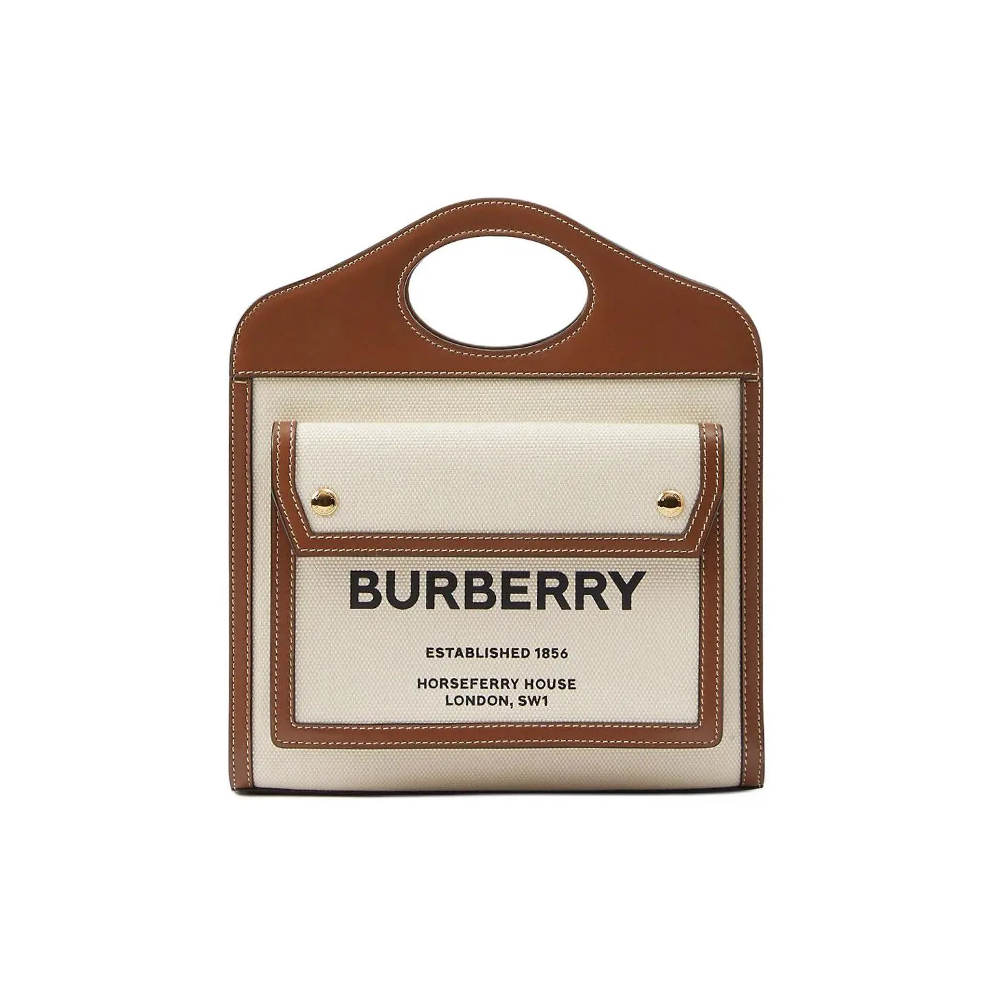 Burberry Mini Crossbody Handbag for Women – Cotton and Polyurethane Blend in Natural and Malt Brown
