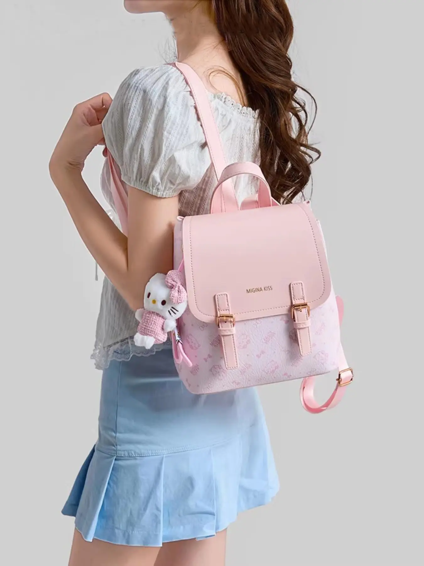 Girl Heart Backpack, 2026 New High-End Commuter Bag, Cute Cartoon Print Lightweight School Bag, Includes Doll Pendant