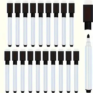 20pcs Erasable Whiteboard Marker Pens with Erasers - Nonmagnetic, Multi-Use Office Stationery Supplies for Drawing, Labeling, and Highlighting, Waterproof Ink, Chisel Tip, Ideal for Plastic Surfaces, Labeling Tools | Modern Look | Nonmagnetic Pen