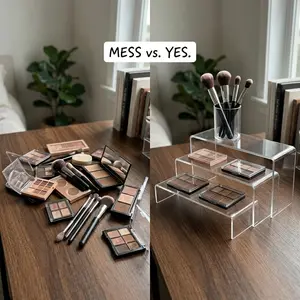 3-Layer Acrylic Display Stand Set - Multifunctional Vertical Riser and Organizer Racks for Models, Figures, Desserts, Cosmetics, Jewelry, Cupcakes, and Perfumes - Transparent Material, for Desktop Use, Adjustable and Spacious Design