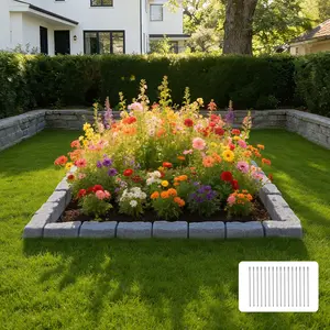 VEVOR Faux Stone Landscape Edging, 15.5 ft Kit, No Dig Garden Edging Border, Blocks for Lawn, Flower Beds, Yard, 4 Pack Each Section Has 6 Bricks 46.46"L x 3.74"W x 2.24"H, 16 Spikes & 4 Corners, Gra