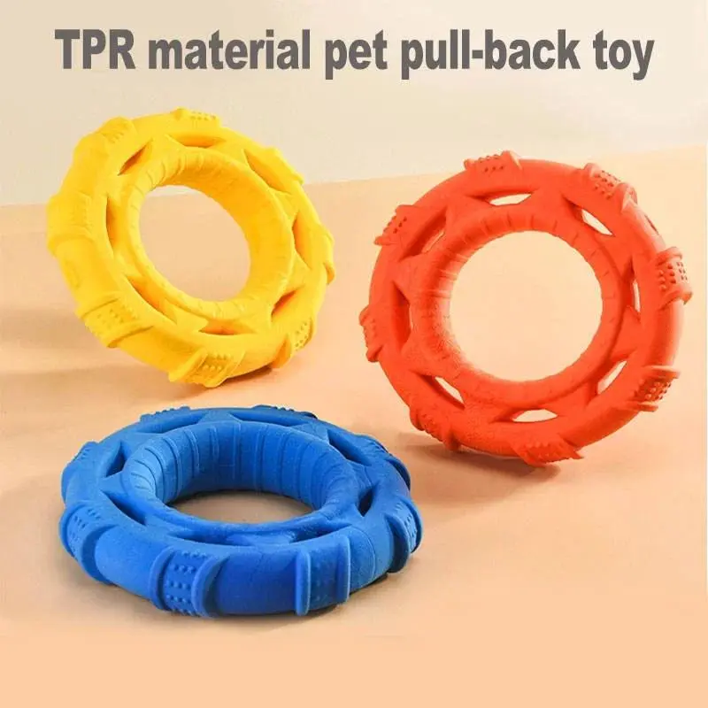 3-in-1 Floating Dog Frisbee - TPR Soft, Bite-Resistant Chew/Tug/Fly Toy, Gum Safe Interactive Outdoor Fetch Training Tool for Pool Beach Summer