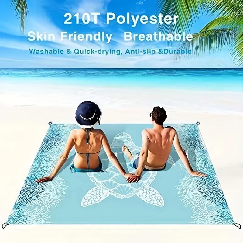 Turtle Pattern Portable Foldable Beach Mat, Waterproof Lightweight Picnic Mat, Durable Quick Drying Picnic Blanket, Outdoor Camping & Hiking Equipment