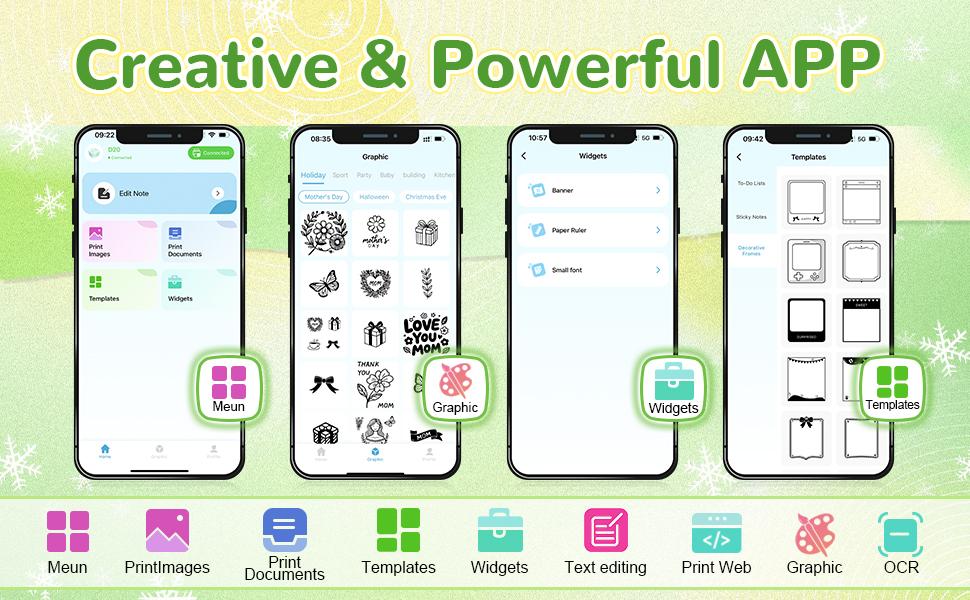 THE WELL KEPT Sticker Printer, Print Pods Mini Printer, Bluetooth Thermal Sticker Maker Machine with 3 Rolls Paper, Print Pod Mini Printers for iPhone, Impresora Portátil for Study Note, Journal, DIY, Kids Gift