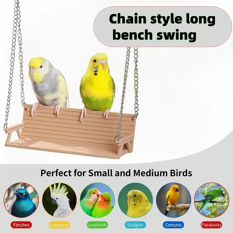 1PC bench modeling bird swing bird stand pole, hemp rope style and chain style can be selected at will. Bird cage decoration