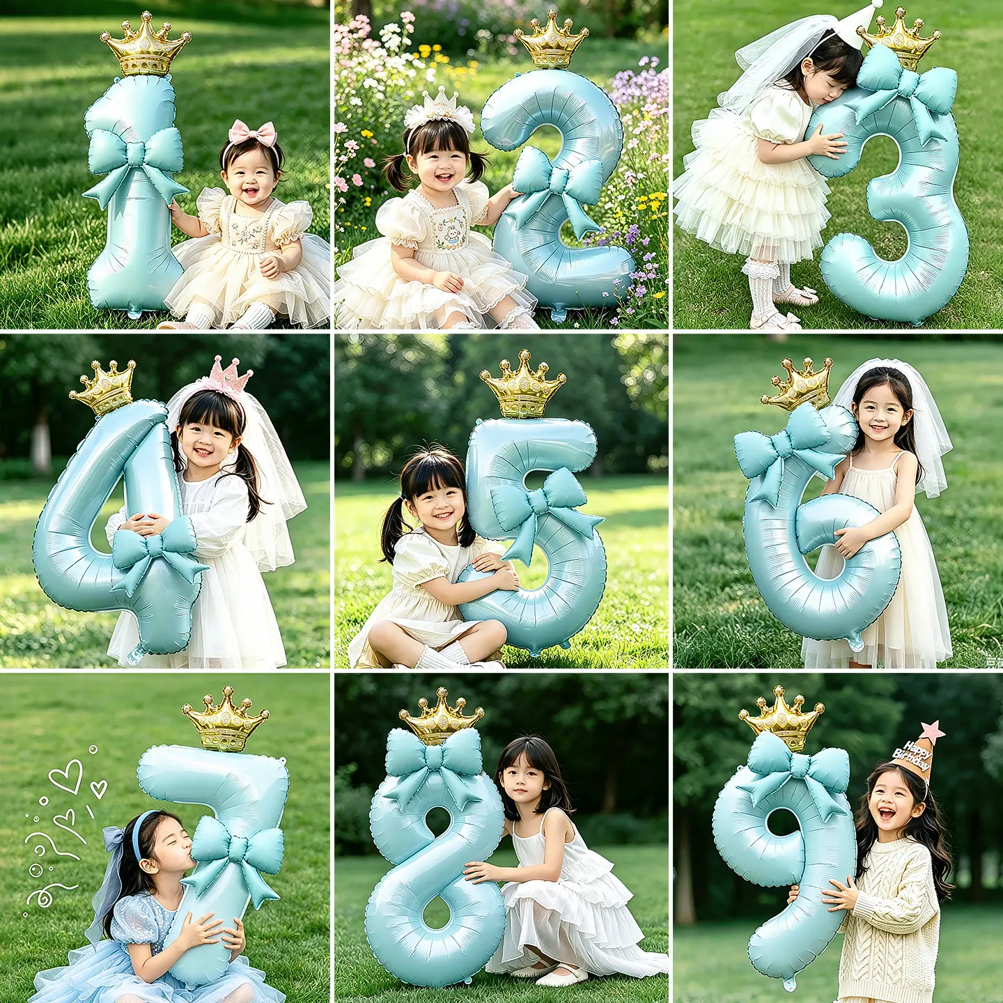 Blue Number Happy Birthday Balloons, Festive Party Decoration for Boys & Girls, Ceremony Atmosphere Enhancer & Photo Prop