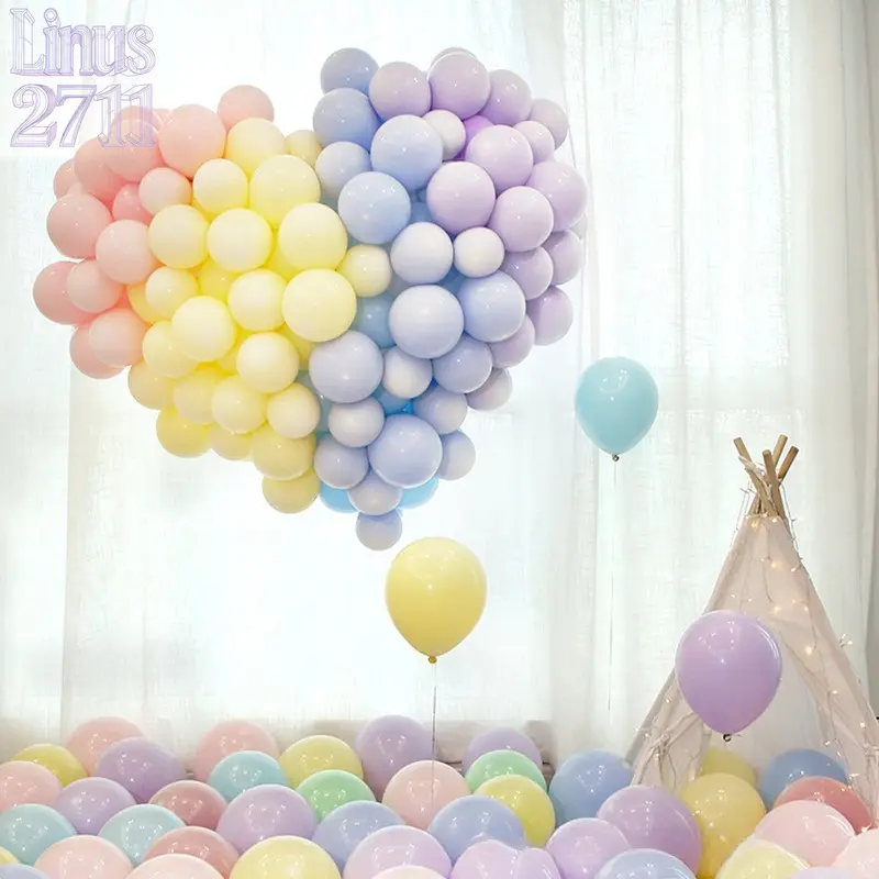 100Pcs Thick Macaron Pastel Latex Balloons Non-Toxic Odorless Multicolor Round Balloon Garland Kids Birthday Baby Shower Wedding Picnic Party Scene Decor
