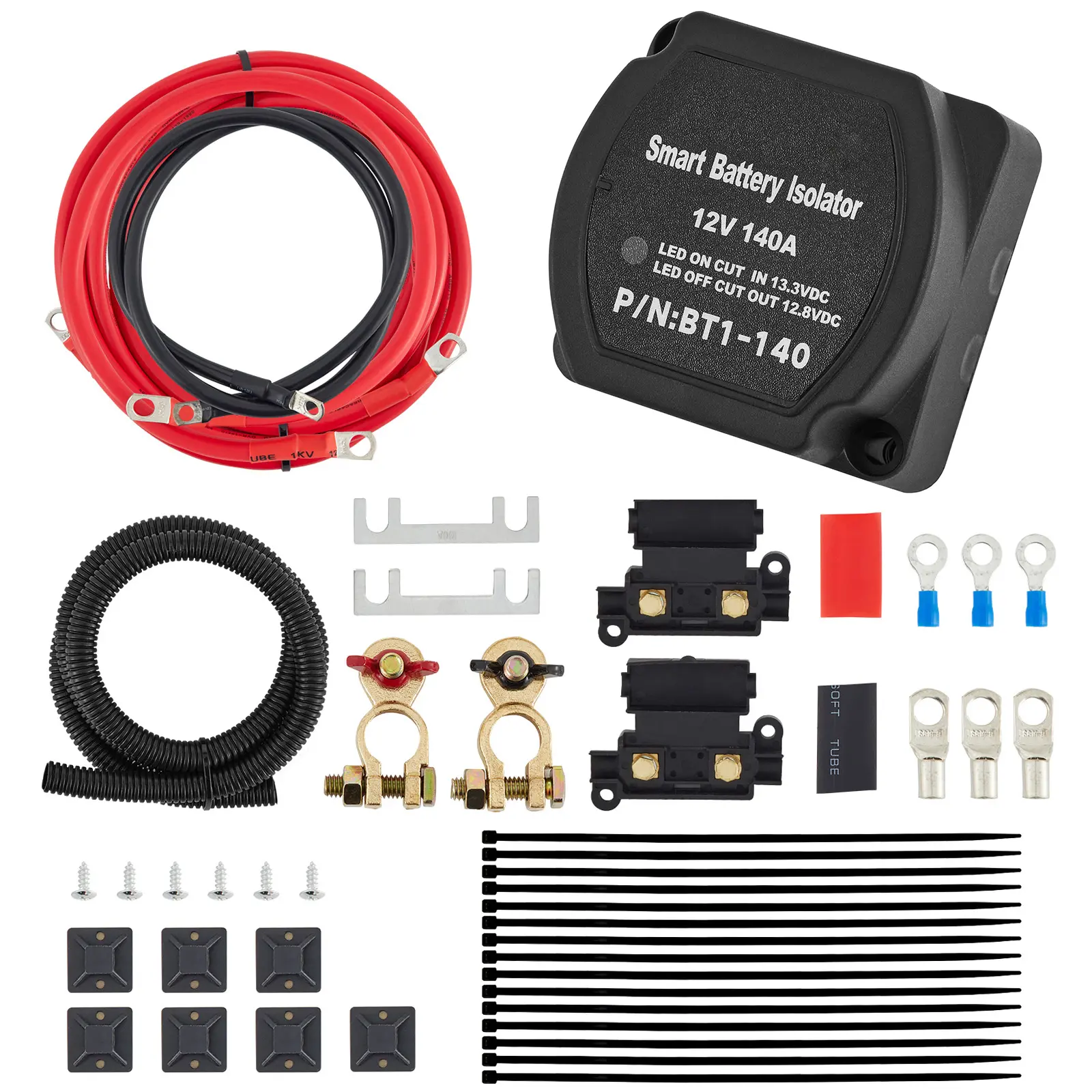 Dual Battery Isolation Kit, 13.3V Cut-in Voltage, -30 to 105°C / -22 to 221°F Temperature, Dual Battery Isolator