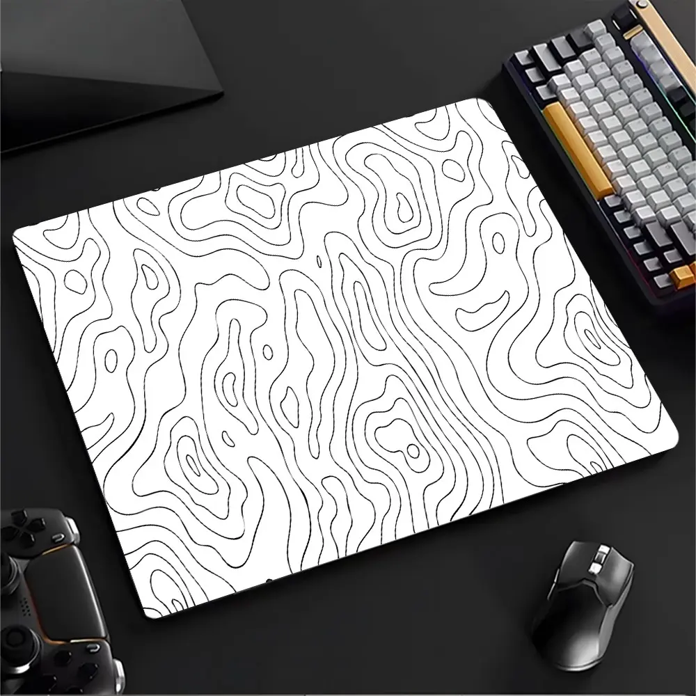 Contour Line Large Gaming Glass Mouse Pad,Topographic Map High Quality Reinforced Glass, Aesthetic Waterproof Washable Smooth Hard Desk Mat, Smooth touch is a must-have for gamer,Reinforced and Upgraded Smooth for Gaming,Ideal Gift for Family Friend