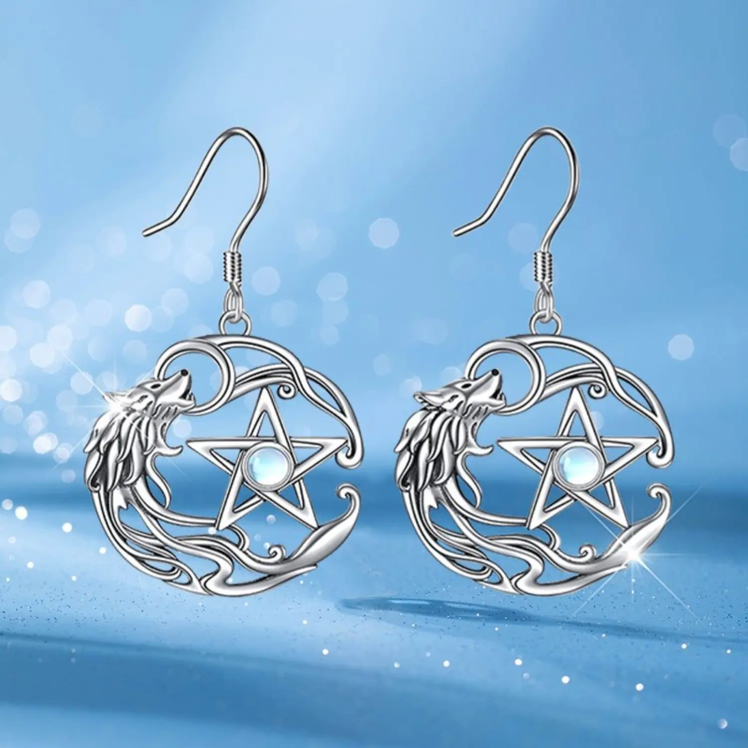 New Creative Fashionable Simple Shining Round Wolf Earrings Party Commemorative Jewelry Versatile Exquisite Christmas Birthday Gift