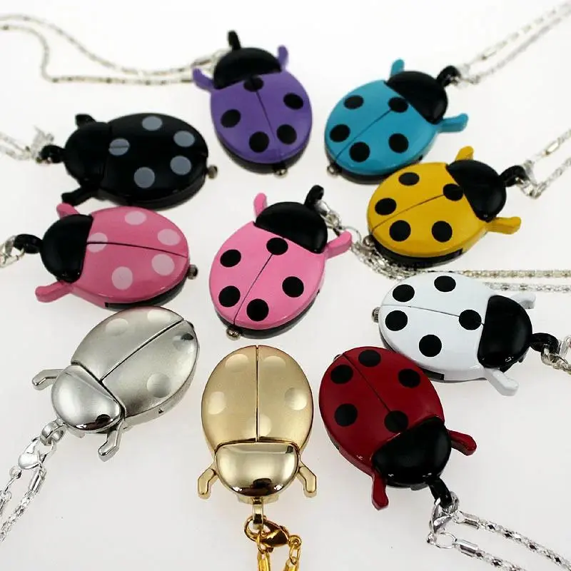 Women's High Quality Ladybug Shape Analog Pendant Watch - 3.5x2.5cm Elegant Stainless Steel Fashionable Quartz Pocket-Fob, Party Accessory, Model GL02, Drop Shipping Available