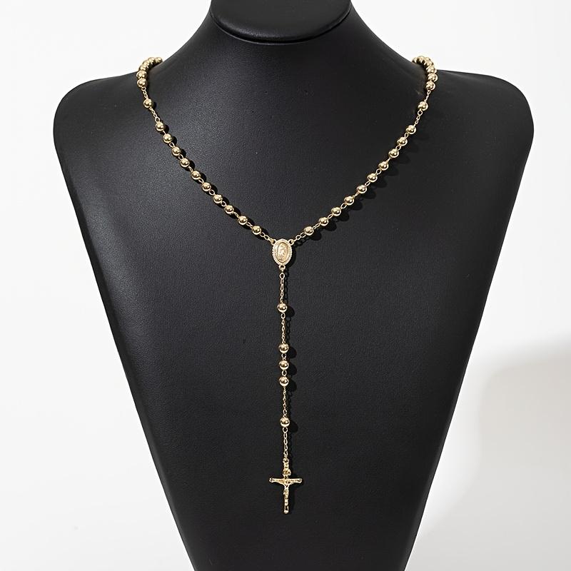 14K Gold Plated Catholic Y Necklace With Our Lady Of Guadalupe And Rosary Beads - Elegant Cross Pendant For Women, Everyday Elegance | Religious Jewelry |   Durable Chain, Christian Jewelry Trendy Fashion Lover 2026 Mother'S Day Gift