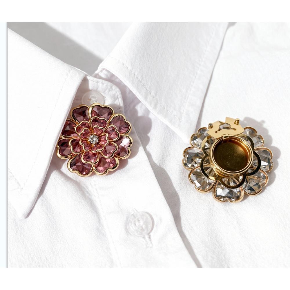 Camellia Decorative Scarf Buckle & Cufflinks Set, Elegant Vintage Accessory for Women