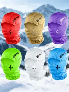 6pcs Unisex Letter and Cross Printing Balaclava Mask Neck Gaiter Headwear Breathable Ski Mask for Men Women Outdoor Sports Hiking Fishing Commuting Suitable for Daily Wear