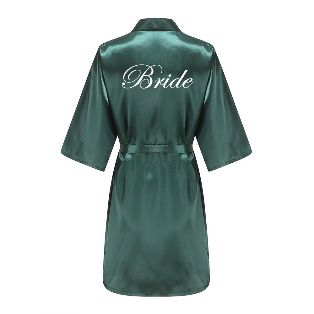 Wedding Party Team Bride Robe With White Letters Kimono Satin Pajamas Bridesmaid Bathrobe YE6522