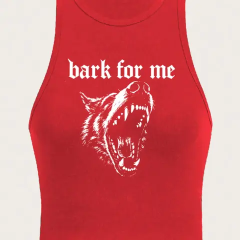Women's 'bark for Me' Wolf Pattern Tank Top, Y2K Street Fashion Style Sleeveless Shirt, Loose-Fitting, Multiple Colors Available