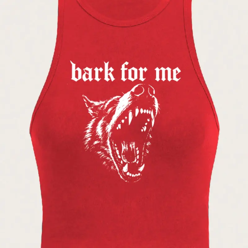 Women's 'bark for Me' Wolf Pattern Tank Top, Y2K Street Fashion Style Sleeveless Shirt, Loose-Fitting, Multiple Colors Available