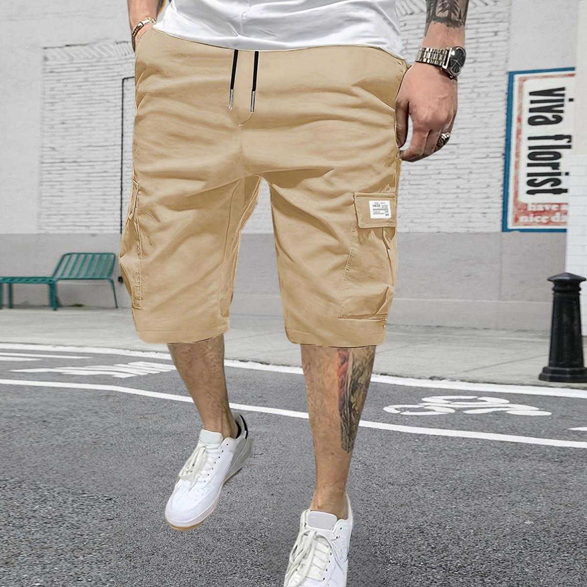 4 Piece Men's Shorts Set Brown Black & Green Slanted Pockets Versatile Casual Wear 4 Piece Bottoms for Everyday Use Menswear Overalls shorts men SpringStatements