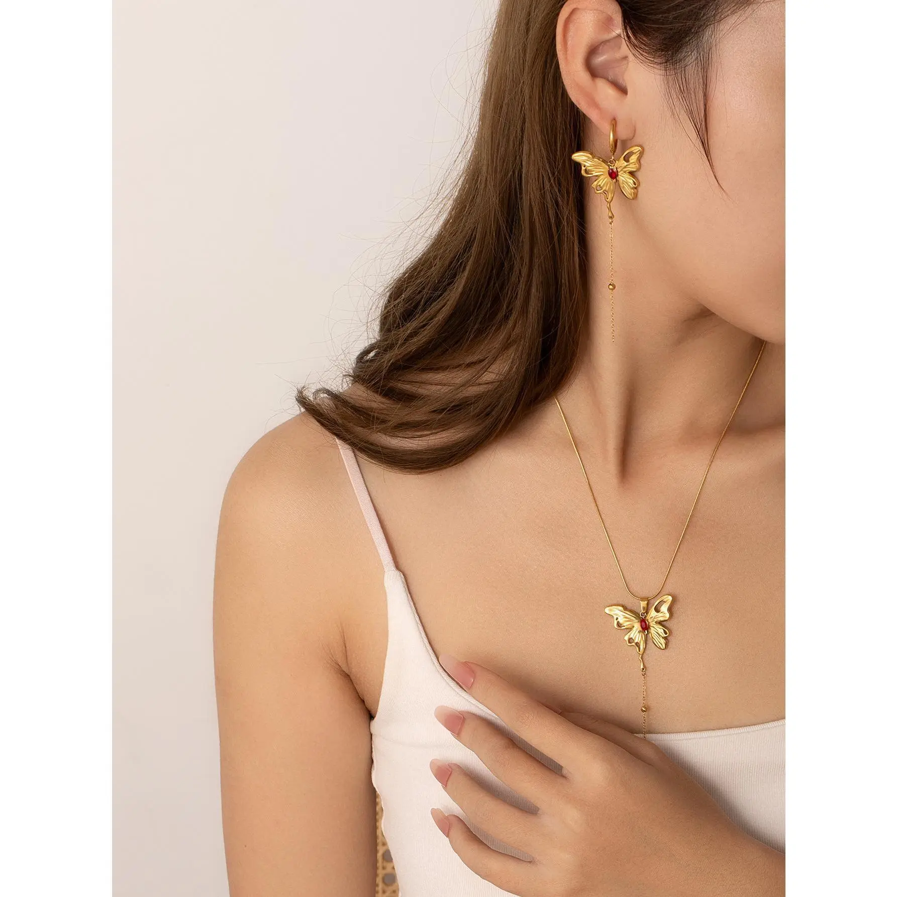 Women's Elegant 12-Piece Customizable Gold-Colored Copper Jewelry Set - Stackable Rings, Bracelet Set, Stud Earrings